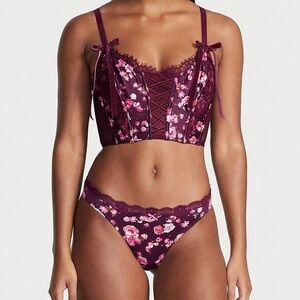 Victoria's Secret Burgundy and Pink Floral Panties